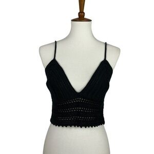 Moon Dreams Black Crochet V-Neck Bralette Top